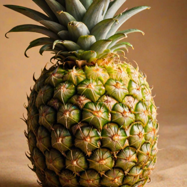 a close-up of a ripe pineapple on a soft, warm background