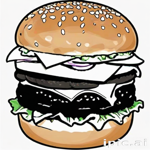 burger clipart black and white
