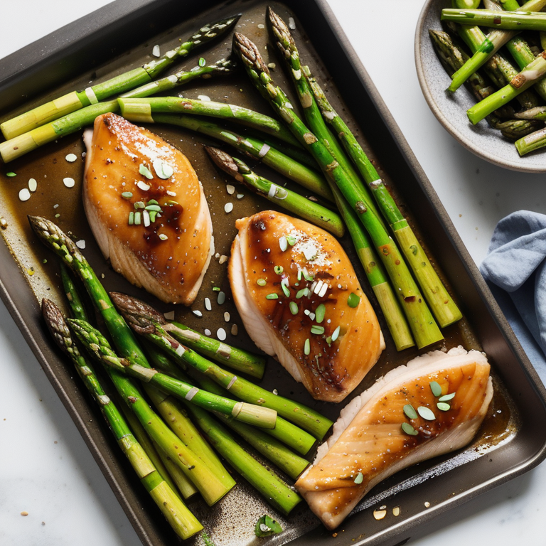 sheet pan miso honey chicken and asparagus