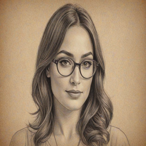 Appealing Brie Bella, pencil sketch, portrait of Splendid woman 1924s in glasses, hair style beatnik, outline, clear lines, fine lines, 8k