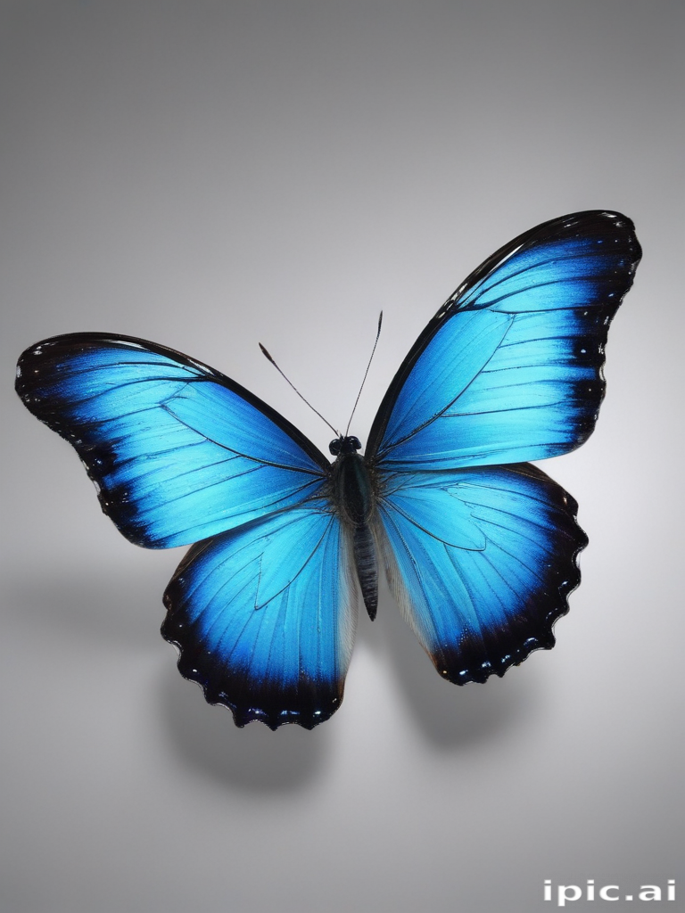 Stunning Blue Butterfly with Vibrant Wings Against a Soft Background