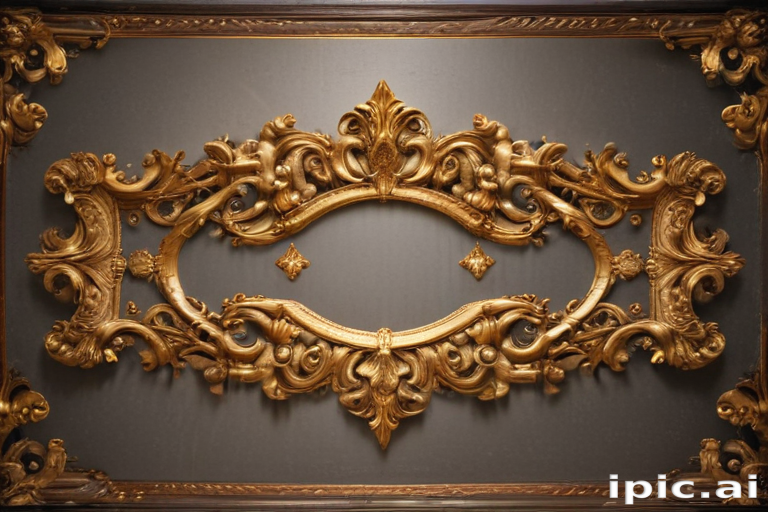 Ornate Golden Frame with Intricate Designs and Elegant Central Medallion.