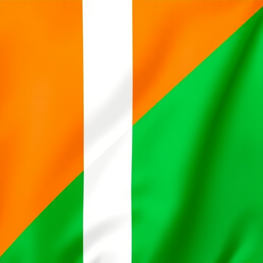 Create a high-resolution image of the national flag of Ivory Coast, with a 50mm lens, f/8 aperture, ISO 100, taken from a front view with natural lighting, using a DSLR camera.