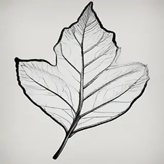 clipart of leaf black and white