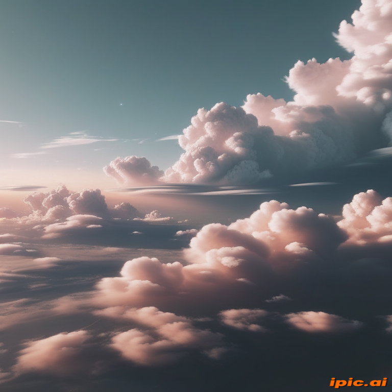 Serene Sky Filled with Dreamy Clouds Bathed in Soft Sunset Light