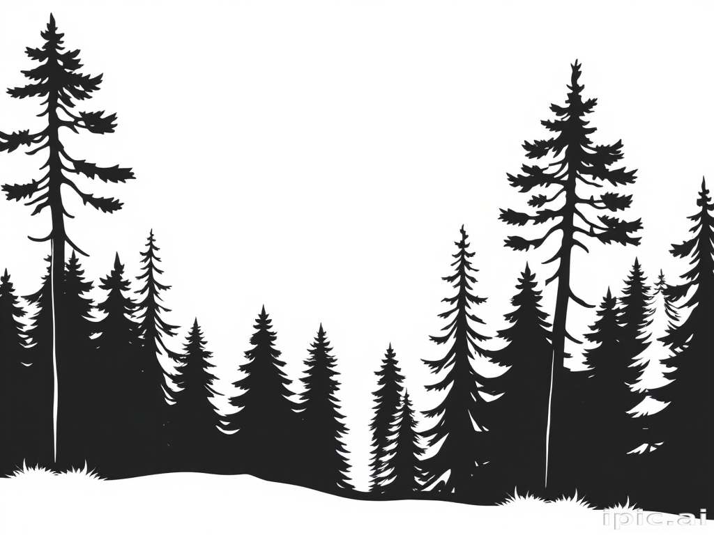 black and white pine tree clipart