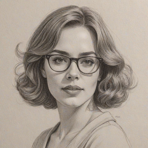 Ravishing Eden Espinosa, pencil sketch, portrait of Splendid woman 1976s in glasses, hair style beatnik, outline, clear lines, fine lines, 8k