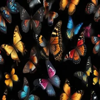 butterflies in black background