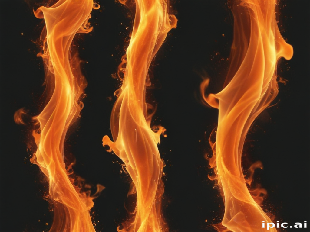 Dynamic Flames Dancing Against a Dark Background in Elegant Waves