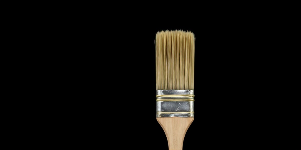 High-resolution image of a vintage paintbrush standing upright against a black background, captured with a DSLR camera at f/2.8, 50mm lens, 1/125 sec exposure, ISO 100, in a soft natural light setting with a focus on fine details and textures.