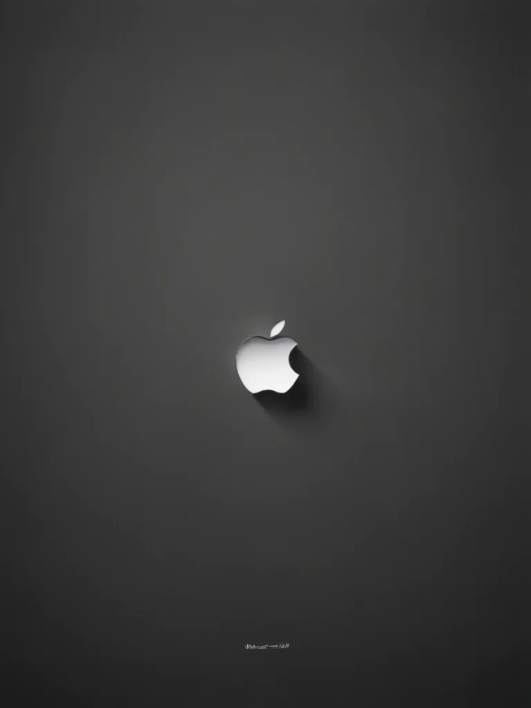 Minimalist Design Featuring a Shiny Apple Logo on a Dark Background