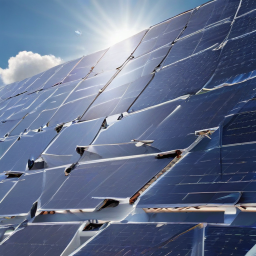 Sunshine Ripples Solar Shining Sunlight Reflects Off a Modern Array of Solar Panels