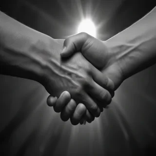 handshake black and white