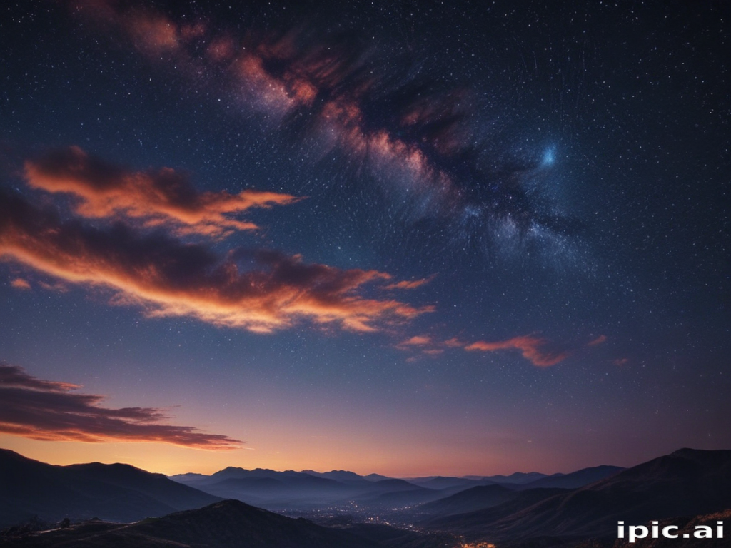 Stunning Night Sky Over Majestic Mountains with Glowing Milky Way Galaxy