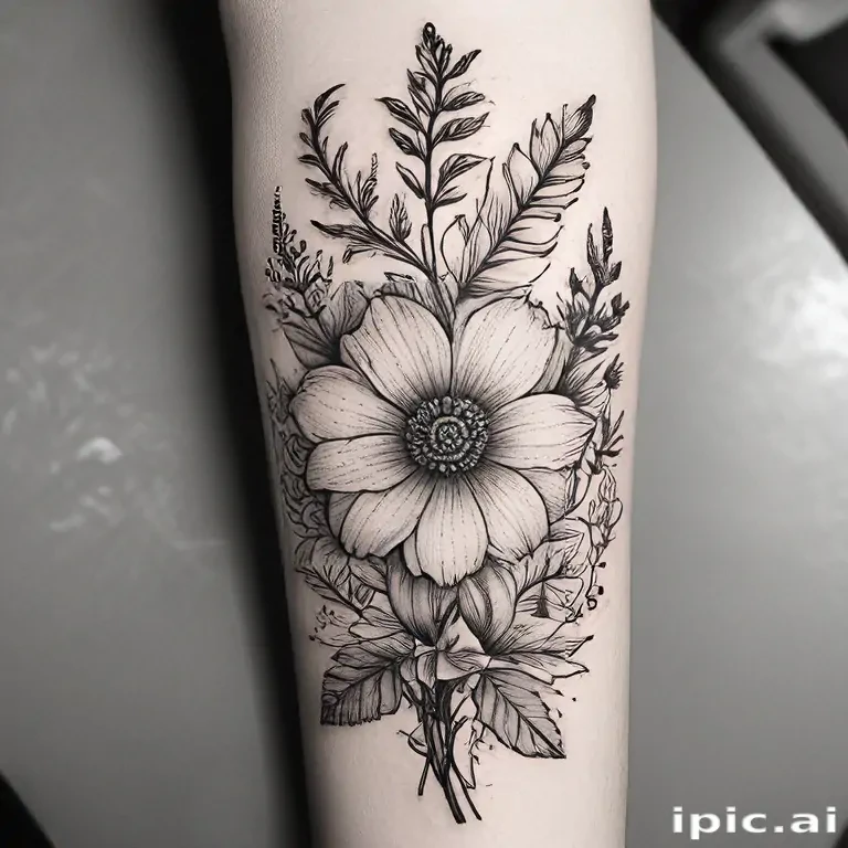 flower line work
