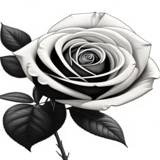 rose drawing black and white