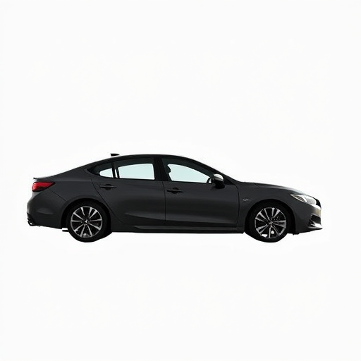 Create a high-resolution side view silhouette of a modern sedan with detailed wheels, using a DSLR camera at f/8 aperture, ISO 100, 1/200s shutter speed, taken from eye level with a 50mm lens in natural lighting for enhanced clarity.