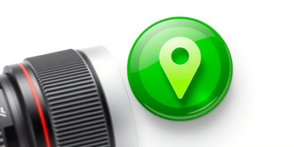 Generate a high-resolution image of a green map pin icon with a glossy finish, using a DSLR camera with a 50mm lens, aperture set to f/2.8, ISO 100, soft lighting, and a clean, white background.