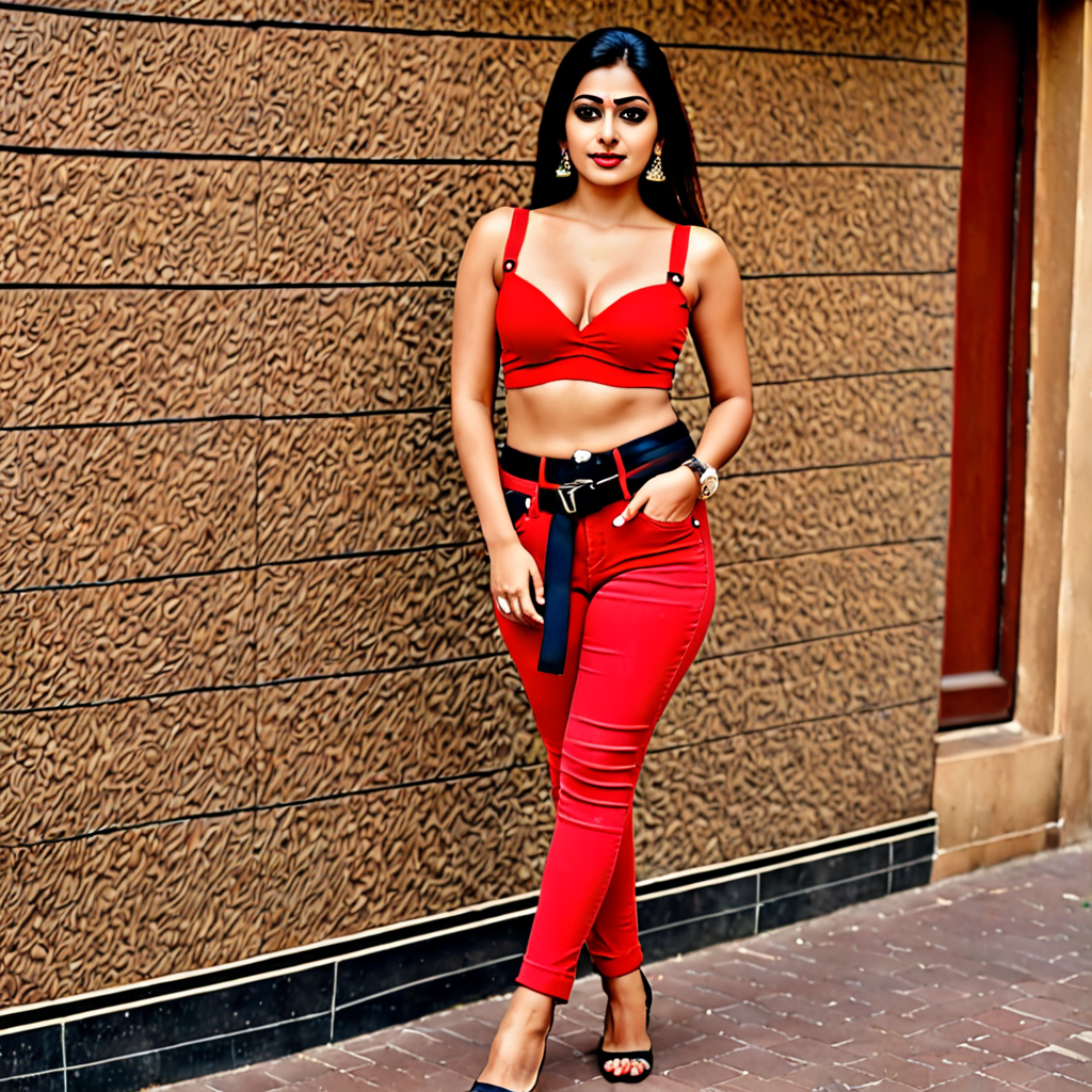 Ai Image Generator - Ai Art Generator - High Quality and 100% Unique Images  - iPic.Ai bhabhi in red jeans with black belt and red bra