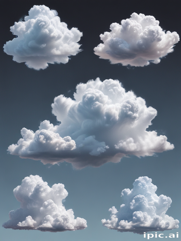 Fluffy White Clouds Floating Gracefully Against a Deep Blue Sky Background