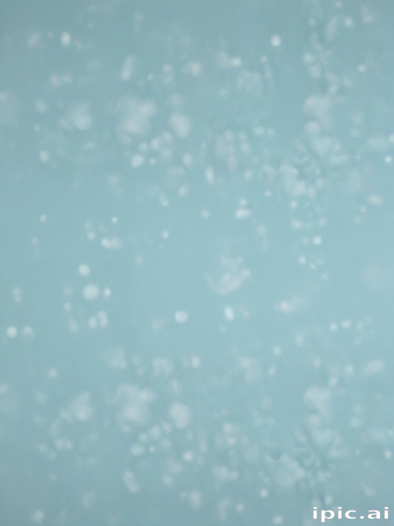 Delicate Snowflakes Gently Falling Against a Soft Blue Winter Background