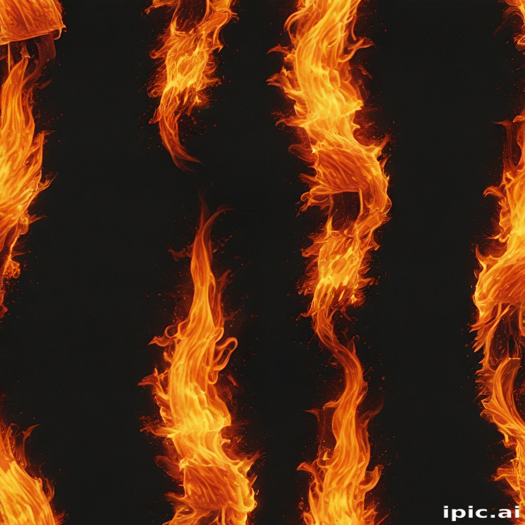 Dynamic Flames Dancing Against a Dark Background in Vertical Stripes