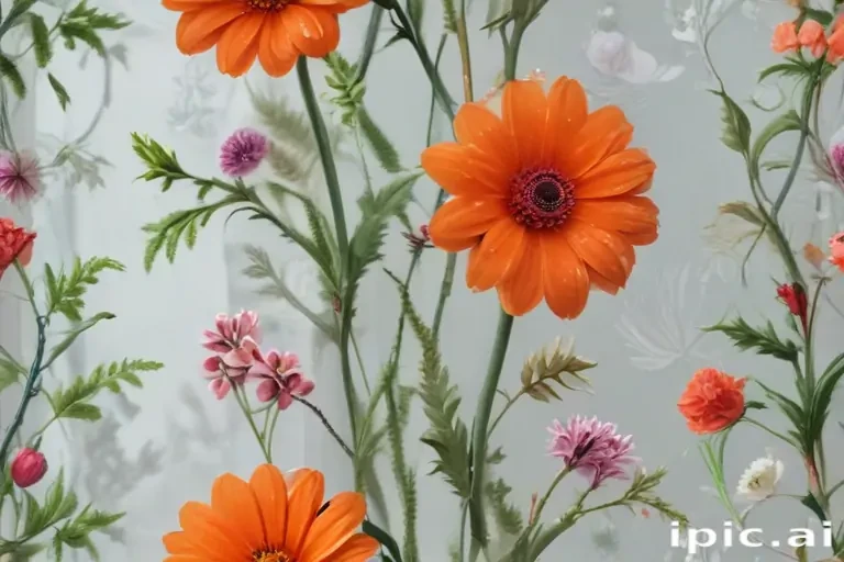 flowers behind glass wallpaper