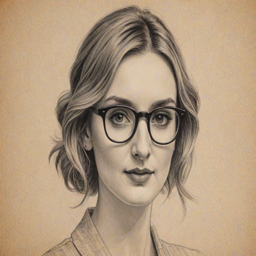 Enchanting Laura Carmichael, pencil sketch, portrait of Charming woman 1921s in glasses, hair style beatnik, outline, clear lines, fine lines, 8k