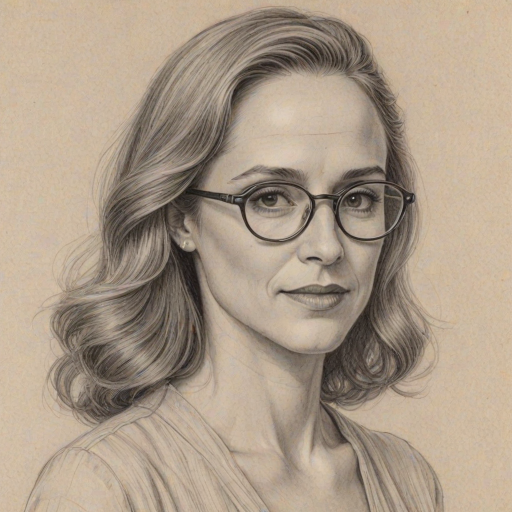 Enticing Holly Hunter, pencil sketch, portrait of Graceful woman 1937s in glasses, hair style beatnik, outline, clear lines, fine lines, 8k