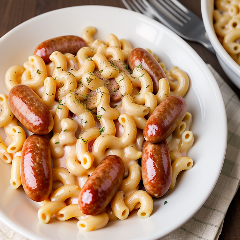 smoked sausage and mac n cheese