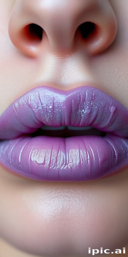 Ethereal frosted lilac lips with a subtle shimmer, evoking a sense of mystery and enchantment, perfect for fantasy-inspired looks