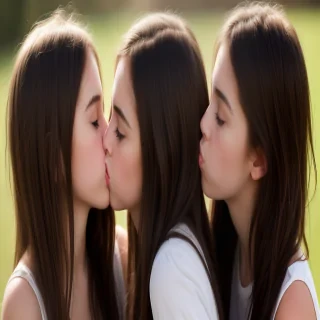 two girls kissing