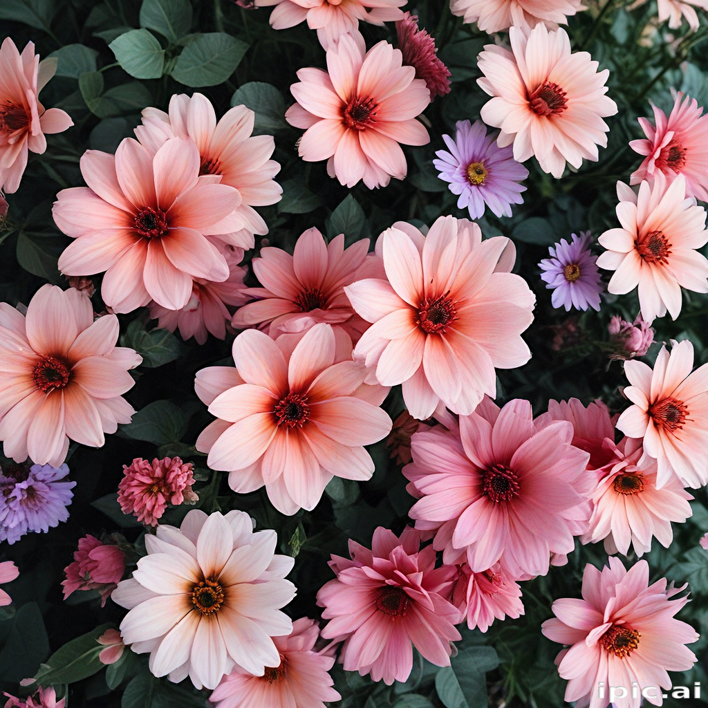 Pink Flowers Array A Beautiful Array of Pink and Purple Flowers in Full Bloom