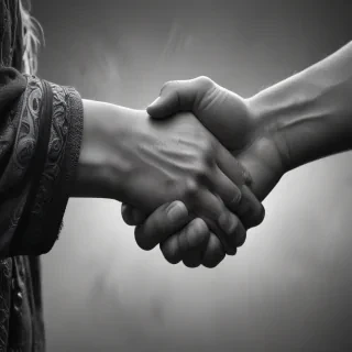 handshake black and white