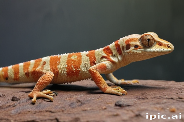 A Colorful Gecko Resting on a Rocky Surface in Natural Habitat.