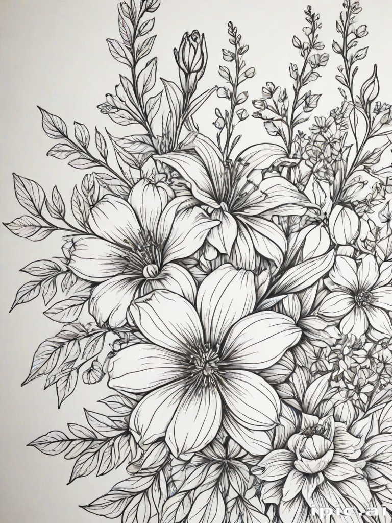 floral line art