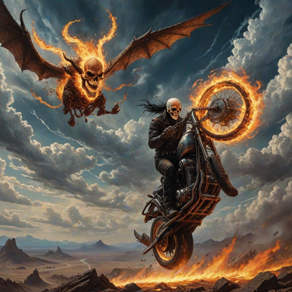 ghost rider in the sky, trying to catch the devil's herd, across the endless sky,