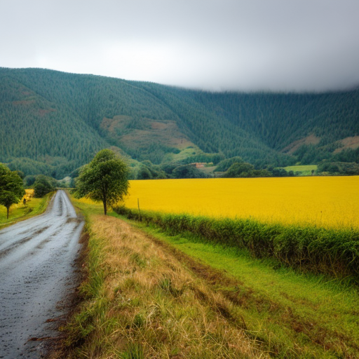 Rainy day in countryside