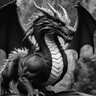 dragon black and white