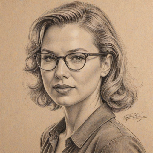 Magnificent Renee Zellweger, pencil sketch, portrait of Radiant woman 1941s in glasses, hair style beatnik, outline, clear lines, fine lines, 8k