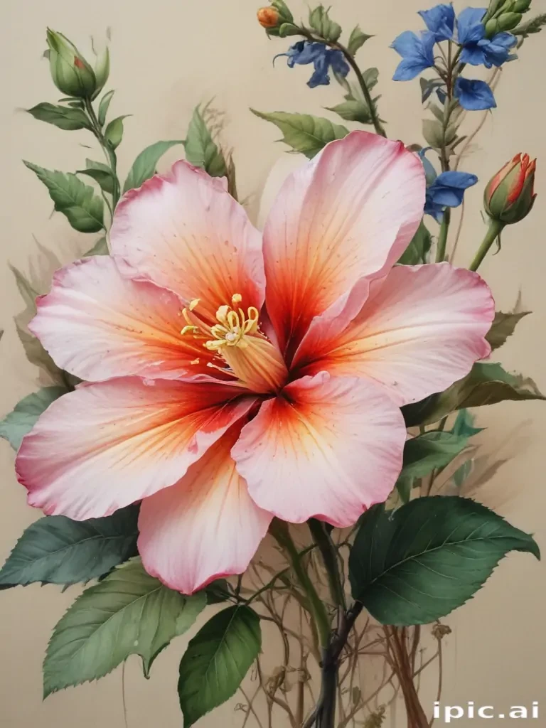 flower drawing images with colour