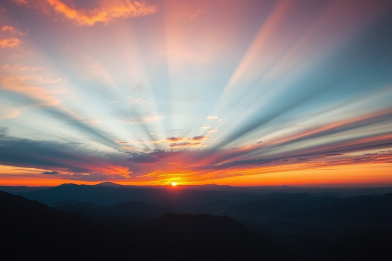 high-resolution image of a dramatic sunset over a mountain range, captured with a Canon EOS 5D Mark IV, 50mm lens, aperture f/8, ISO 100, shot from a wide view angle, soft focus background for enhanced depth.