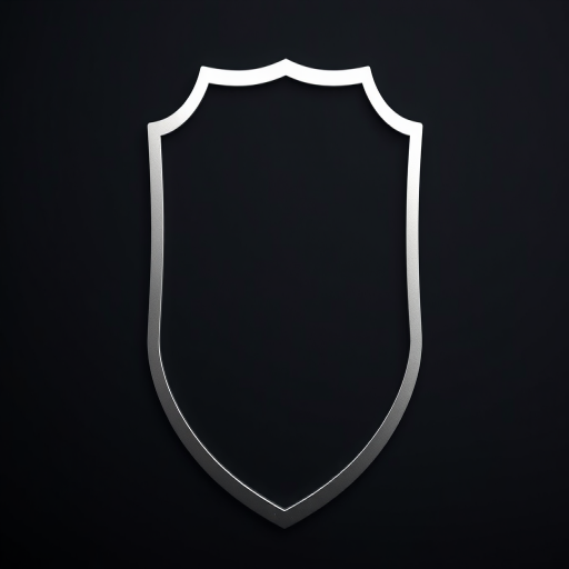 Create an image of a blank shield emblem centered on a black background, using a DSLR camera at f/2.8 aperture, 50mm lens, ISO 100, 1/200 sec exposure, with soft studio lighting and high-resolution settings for enhanced clarity.