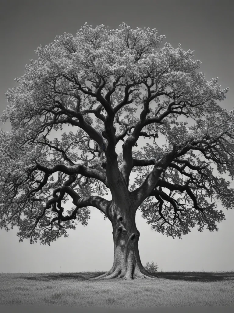 oak tree clipart black and white