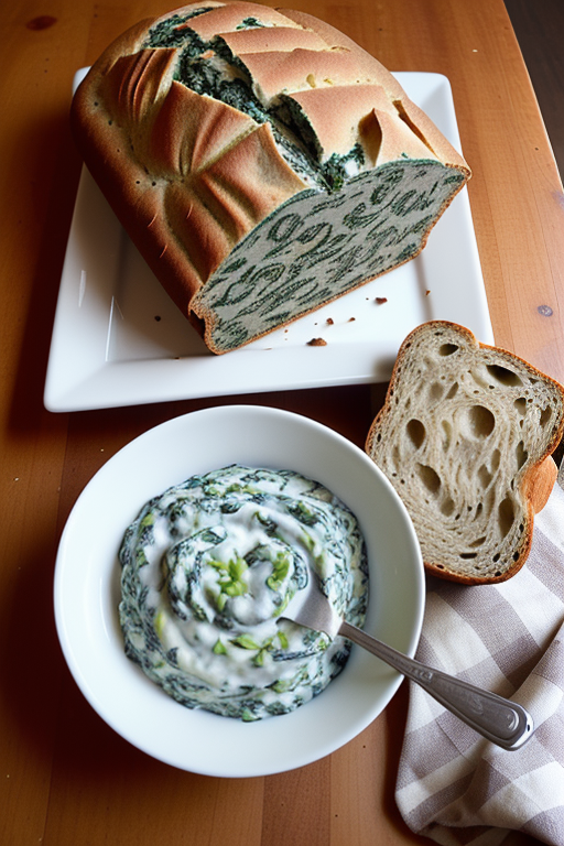 spinach dip with pumpernickel bread
