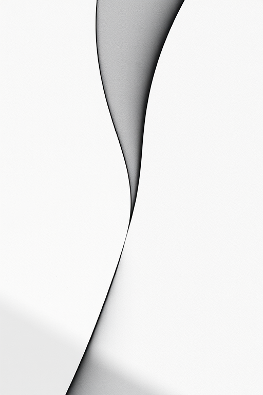 Create a high-resolution image of a minimalist black and white abstract design, shot with a Canon EOS R5 at f/8, ISO 100, 1/125s, in a close-up view with soft natural lighting.