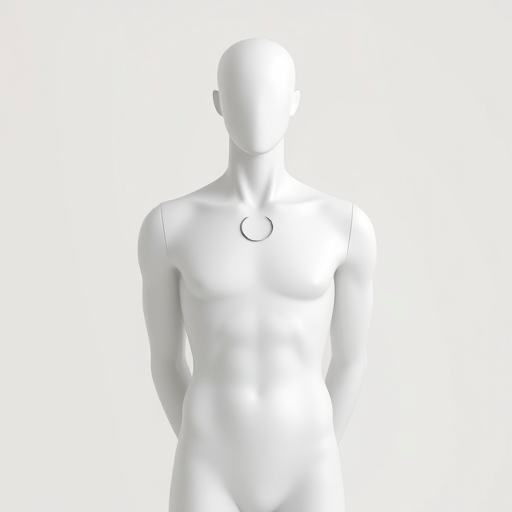 Generate a digital illustration of a minimalist human figure with a circular pattern on its chest, using a high-resolution DSLR camera at f/8 aperture, ISO 100, and a 50mm lens, in soft natural lighting, focusing on a clean and smooth design, with a neutral background to enhance contrast and clarity.