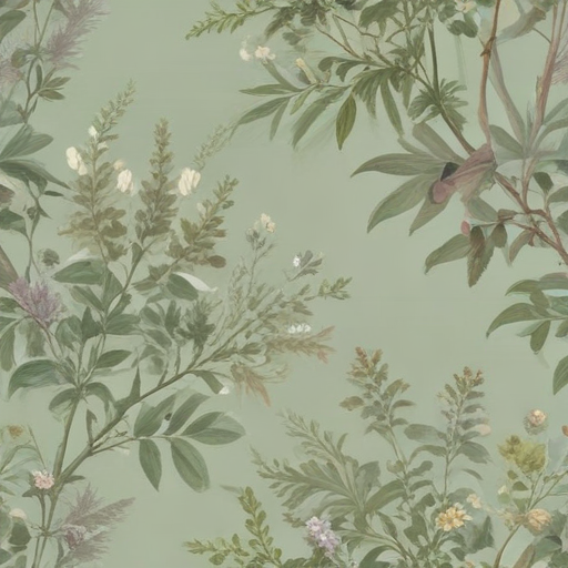 Delicate Botanical Patterns Featuring Lush Greenery and Colorful Floral ...