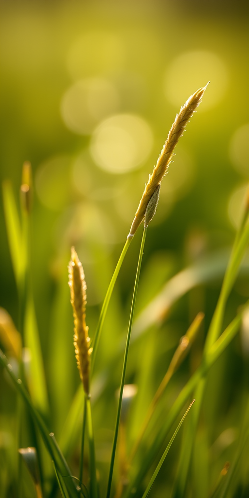 soft focus close-up of grass with bokeh background, natural light, aperture f/2.8, shutter speed 1/250s, ISO 200, DSLR camera, 50mm lens