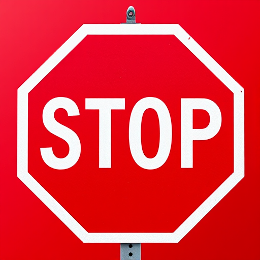 Generate a high-resolution octagonal stop sign with bold white letters reading "STOP" on a vibrant red background, using a DSLR camera with a 50mm lens, f/2.8 aperture, ISO 100, and a neutral density filter for enhanced clarity and color saturation.